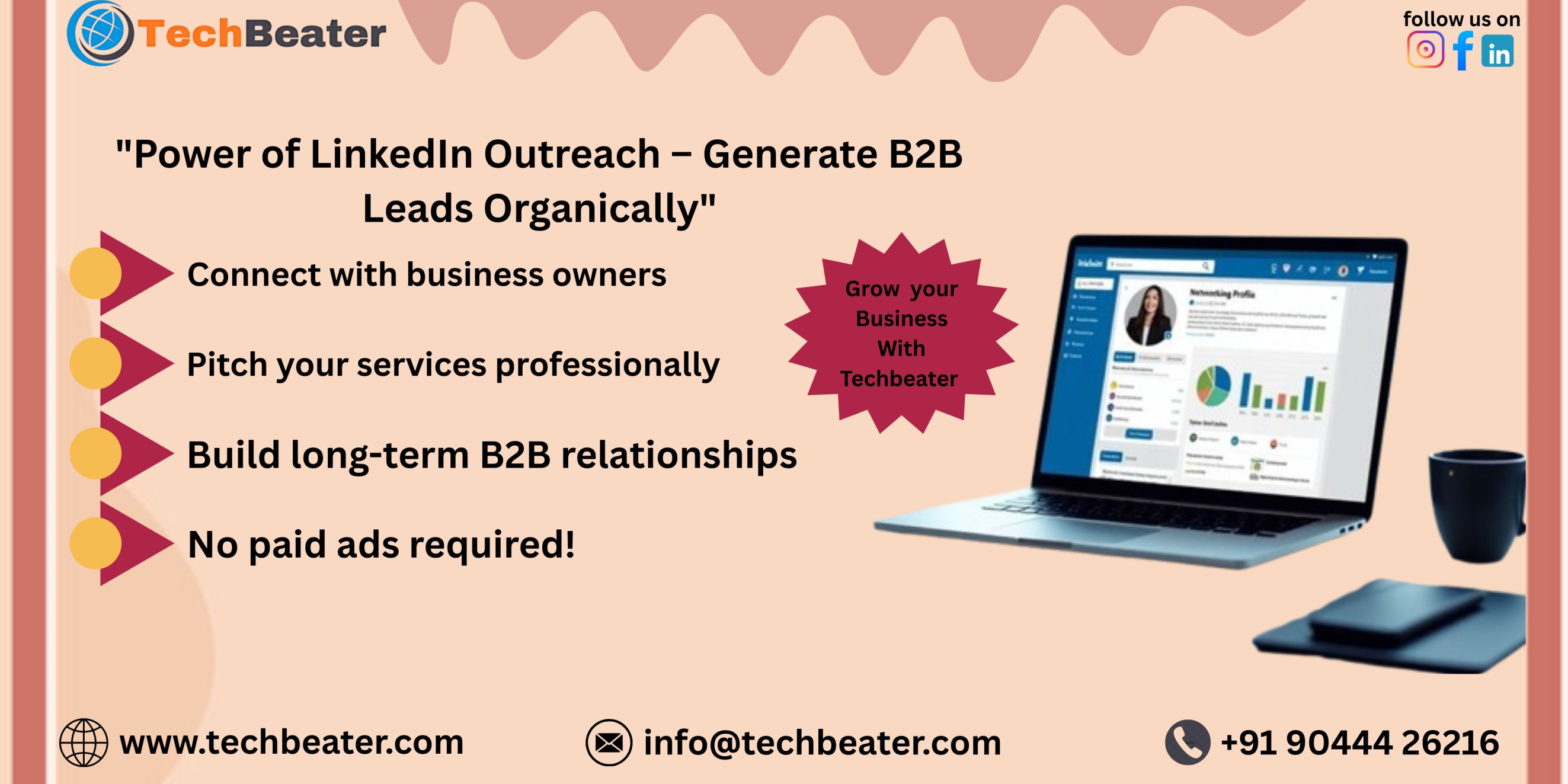 Power of LinkedIn Outreach – Generate B2B Leads Organically with TechBeater